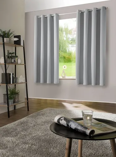 heimtexland Verdunkelungsvorhang Thermo – 2er Set Ösenschal in silber von Heimtexland
