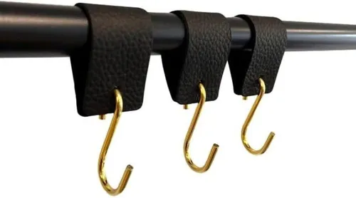 RSR Hangers Kleiderhaken Lederhaken Lederband für Hosen Jacken Schwarz Goldhaken Set, (6-St)