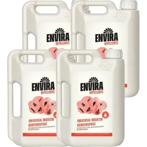 Envira Universal Insekten Abwehrspray 4 x 2 Liter - Spray mit Langzeitwirkung gegen Trauermücken, Silberfische, Lebensmittelmotten & weiteres Ungeziefer - Mittel gegen Insekten