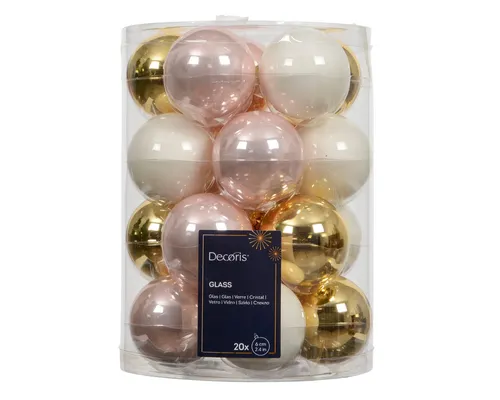 Kaemingk Weihnachtsbaumkugel, Weihnachtskugeln Glas 6cm x 20 Stück - Rosa / Gold Mix