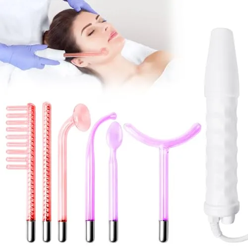 Hochfrequenzstab Gesicht mit 6 Sonden, Hochfrequenzstab, High Frequency Wand, Radiofrequenz Gerät Gesicht, Beauty Gesichtsmaschine, Akne-Behandlungsgerät