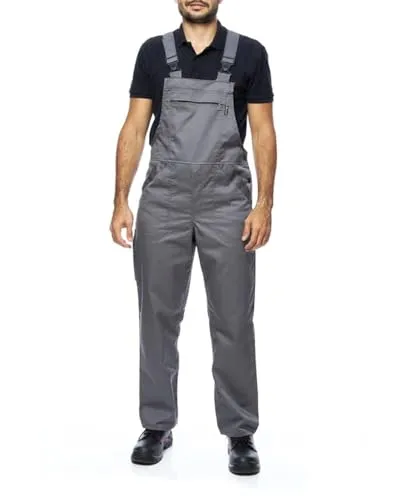 ProWear Arbeitslatzhose Herren Arbeitshose Latzhose, Grau, Gr.- M