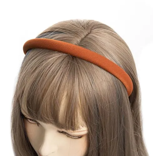 axy Haarreif aus Stoff mit feinen Metallicfäden - gepolstert - Wunderschön Damen Stirnband Haarschmuck Haarreifen HRK7B (Orangebraun)