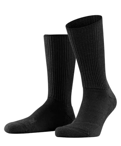 FALKE Walkie Ergo U Socken Schwarz, 42-43 - Die hochwertigen Unisex Socken aus atmungsaktiver Wolle bieten optimalen Tragekomfort und verhindern Blasen. Ideal für Outdoor-Aktivitäten wie Wandern oder Spaziergänge, mit rutschfester Passform und dämpfender Plüschsohle.
