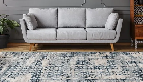 Kayoom Teppich Adeon 300, rechteckig 160x230 cm, blau - Teppich in Vintagedesign, 160 cm x 230 cm, strapazierfähig und trittschaalldämmend, ideal für Wohnräume.