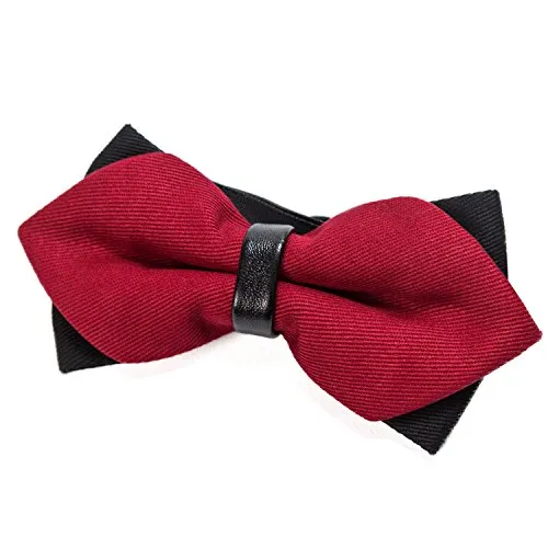 DonDon spitze Herren Fliege Schleife im Retro Look mit Haken gebunden vorgebunden und längenverstellbar dunkelrot