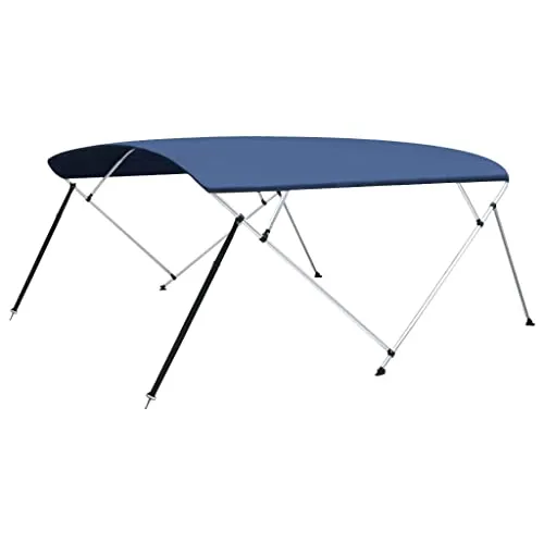 vidaXL 4-Bow Bimini Top Marineblau 243x(230-244)x137 cm - Planen & Abdeckfolien - Hochwertiges 4-Bogen-Bootsverdeck, UV- und wasserfest, idealer Schutz vor Sonne und Wetter, stabiler Alurahmen für Langzeitgebrauch.