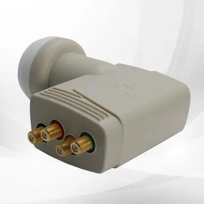 Triax Universal Quattro LNB 4Ausg. für Multischalter TQT 400 Gold - LNB für optimale Signalübertragung mit hoher Verstärkung und Entkopplung, ideal für Astra, Eutelsat und Türksat. Vergoldete F-Buchsen sorgen für beste Kontaktierung.