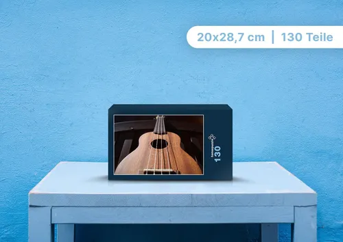 hansepuzzle 102664 - Gitarre Puzzle, 130 Teile, Musik, 28,7 x 20,0cm mit hochwertiger Aufbewahrung, Kartonbox und wiederverschließbarem Beutel