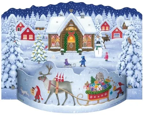 Adventskalender »Tomtes Bäckerei« - Bild-Adventskalender mit Verwandeltürchen, veredelt mit Silberglimmer, auf umweltfreundlichem FSC-zertifiziertem Karton – ideal für eine festliche Vorweihnachtszeit.