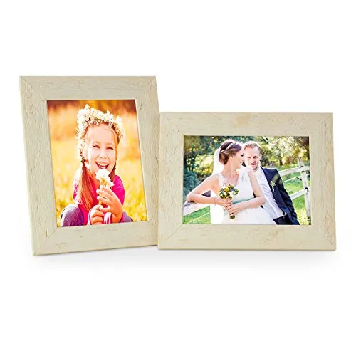 Bilderrahmen 10x15 cm Holz Weiß, 2er Set Echtholz-Rahmen rustikal, Strandhaus, Made in Germany, Echtglas, zum Aufhängen & Aufstellen, extra Zubehör - Treibholzlook mit einem Hauch Küstenflair