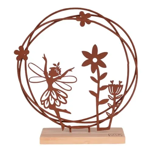 UNUS Aufsteller tanzende Elfe Fee Zauberhafte Deko zum Aufstellen für Wohnzimmer, Küche, Flur, Kinderzimmer Rost