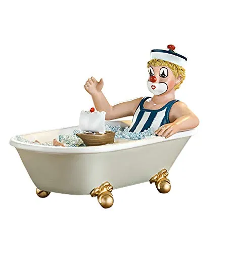 Gildeclown Dekofigur Clown Matrose in Badewanne - Handgefertigtes Sammlerstück - Sammlerfigur aus Kunstharz, handbemalt und detailreich. Höhe 10 cm, ideal als maritime Dekoration oder Geschenk in schöner Geschenkbox.