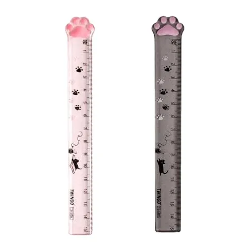 Stück Lineal 15cm,Lineal in Katzenkrallenform,Rosa/GrauTransparentes Kunststoff-Lineal,Niedliches Lineal in Form Einer Katzenpfote,für Schule Büro Zuhause,zum Messen,Unterstreichen,Zeichnen,Malerei. 2