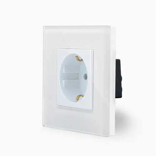 Glas Steckdose Schuko Wandsteckdose inkl. Glasrahmen UP Glas Weiß Luxus-Time
