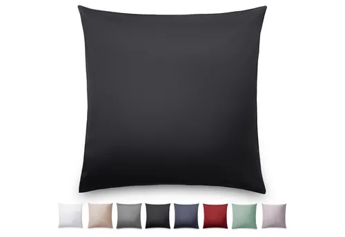 Blumtal Kissenbezüge Premium Mako Satin Kissenbezug, superweich aus 100% Baumwolle, (1 Stück), OEKO-TEX zertifiziert – Glanzoptik & farblich passender Reißverschluss