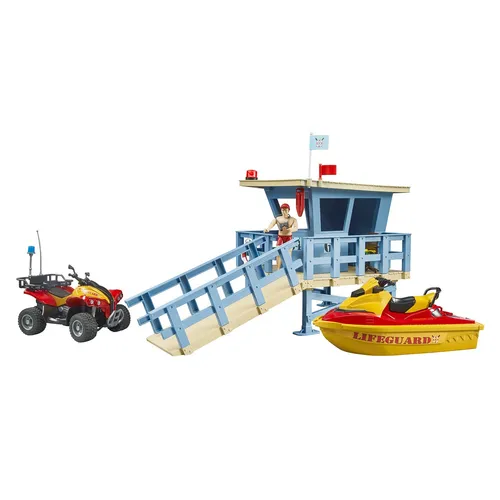 BRUDER bworld Life Guard Station mit Quad und Personal Water Craft 62780 - Sonstige, ideal für kreative Rollenspiele und fördert die Fantasie von Kindern ab 3 Jahren.