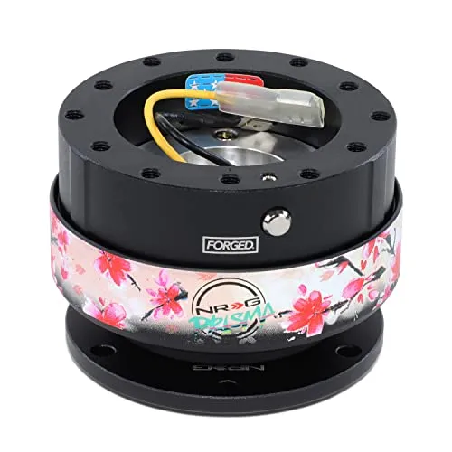Produktbild NRG Innovations NRG-SRK-200BK-SAK Gen 2.0 Lenkrad-Schnellspanner-Adapter, 6-Loch mit Befestigungsschrauben, Schnellspanner – schwarzer Körper/Sakura-Ring mit Prisma Collab