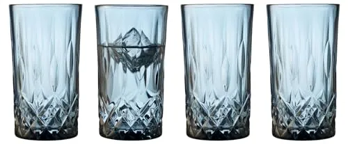 Lyngby Glas Highballglas Sorrento 4er Set - Elegante Longdrinkgläser im Set, aus hochwertigem Glas in Blau, ideal für stilvolle Cocktails und Getränke, perfekt für jede Gelegenheit.