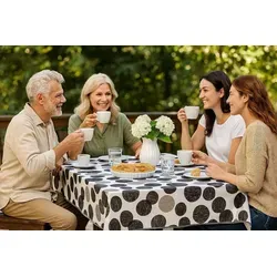 texpot Tischdecke Wachstuch graue Kreise abwischbar Wachstuchtischdecke (1-tlg) bunt rechteckig | 130 cm x 160 cm