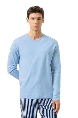 Mey Nachtwäsche Serie Solid Night Herren Homewear Shirts Far Blue (XL)