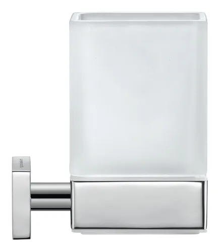 Duravit Zahnputzbecher Karree - Eleganter Glashalter für Ihr Bad - Zahnputzbecher aus hochwertigem Metall und Glas, mit langlebiger Chromoberfläche. Einfache Wandmontage für mehr Platz und ein stilvolles Badezimmer.