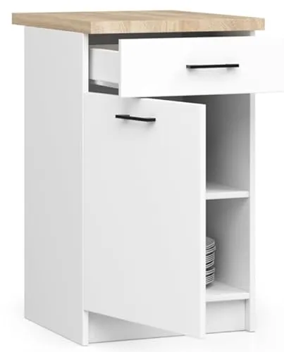 BDW - Küchenschrank Weiß - Schrank Küche - mit Arbeitsplatte, Tür, Schublade - Schrank 40 cm breit, 85 cm hoch - Küchenschränke Einzeln, Küchenmöbel Einzelteile