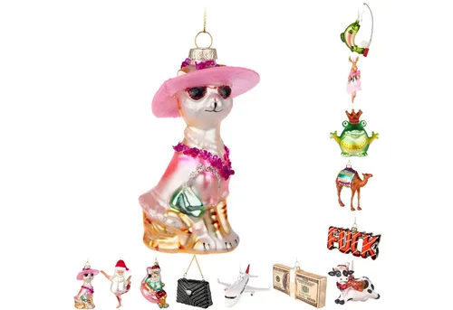 BRUBAKER Weihnachtsbaumkugel Handbemalte Weihnachtskugel - viele lustige Motive - Glas Baumkugel (1 St), Christbaumschmuck Figuren Deko Anhänger Christbaumkugel Weihnachtsdeko