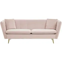 Sofa 3-Sitzer FREDERICA Samtstoff Rosa in gold von Beliani
