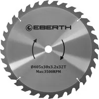EBERTH Kreissägeblatt 405mm - Hochwertige Hartmetall-Zähne - Kreissägeblätter für präzise Schnitte, gefertigt aus gehärtetem Stahl mit 32 Zähnen für optimale Leistung und Langlebigkeit.