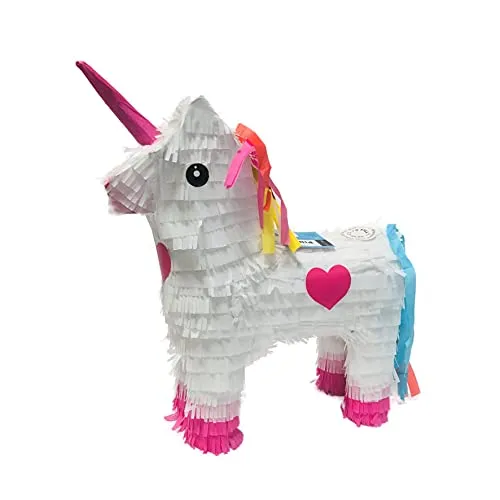 Pinata Einhorn zum Befüllen und Aufhängen zur Party-Deko, Kinder-Geburtstag, Maße: 47 x 39 x 13 cm