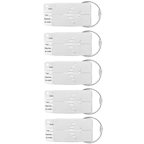 Kofferanhänger Taschenanhänger Flugreise Anhänger aus Aluminium verstecktes Adressfeld in versch. Farben und Mengen als Set von notrash2003 (Mattsilber, 5er Set)
