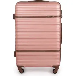 Solier Hartschalen Reisekoffer, Rollkoffer mit Zahlenschloss, Groß Reisetrolley ABS M 41L rosa - Rosa