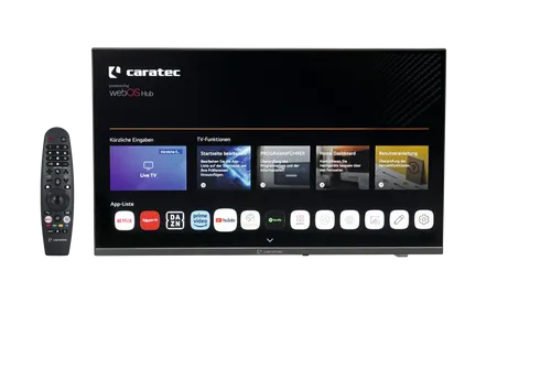 Caratec Vision CAV322E-S 32 Zoll TV - 32 Zoll Fernseher mit Weitwinkel-Panel für beste Bildqualität aus jedem Blickwinkel, integrierter DVB-S2 und DVB-T2 HD Tuner sowie Netzteil mit Über- und Unterspannungsschutz.