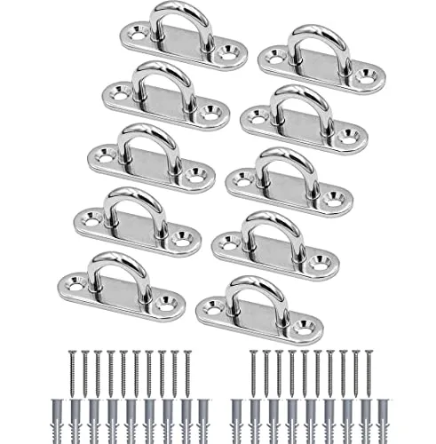 AstarFavor Edelstahl Augplatte mit Öse,10 Stück Edelstahl Deckenhaken,Bootszubehör, Decksplatte,Wandbefestigung Befestigungshaken,für Aufhängen von Gegenständen,Bootszubehör