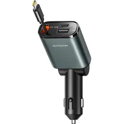 Joyroom 3-in-1 Autoladegerät 45W mit einziehbarem USB-C-Kabel - Dunkelgrau