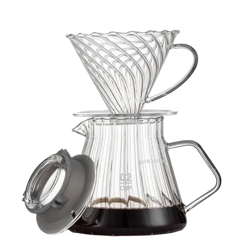 vandroop Glas Kaffeekanne 600ml mit Glas Kaffeefilter