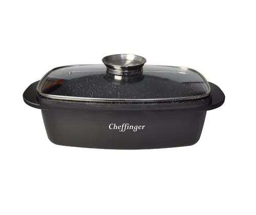 Cheffinger Bräter 32cm mit Glasdeckel in schwarz von Cheffinger