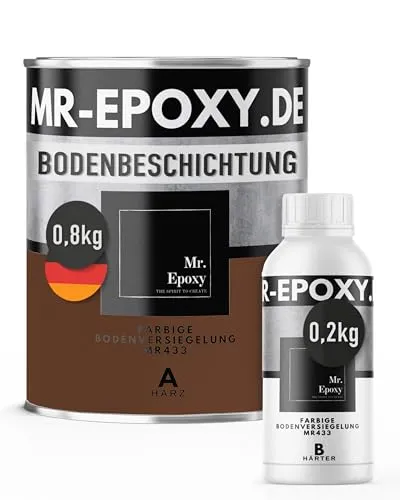 Mr. Epoxy Bodenversiegelung Epoxid-Bodenbeschichtung - Hochwertige 2K-Bodenbeschichtung für langlebige und widerstandsfähige Böden in Garage, Werkstatt oder Industrie – einfach anzuwenden und mit seidenglänzender, fugenloser Oberfläche.