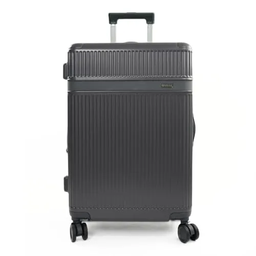 Solier Hartschalenkoffer – Reisetrolley mit 4 Rollen, Zahlenschloss und Teleskopgriff – Rollkoffer Hardcase Gepäck (dunkelgrau, 28' XL)