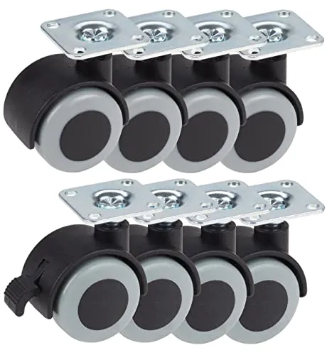 Dörner + Helmer 8er Set TPE Doppelrolle mit Rückenloch im Rollenmix, Tragkraft 30 kg/Rolle