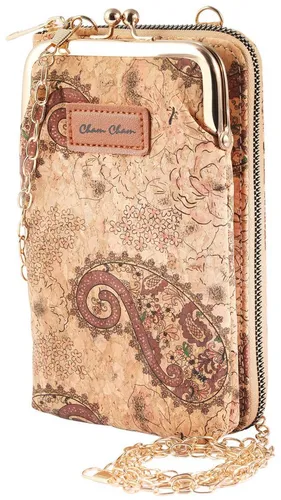 Cham Cham Kork-Handy-Mehrzweck-Tasche unter 8 Zoll - Damen-Geldbörse aus Kork mit viel Stauraum: 6 Kreditkartenfächer, Reißverschluss für Geld und praktisches Fach für Handy oder Brille - ideal für Freizeitaktivitäten und als Geschenk!