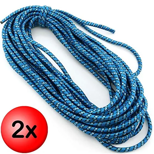 Expanderseil Ø 8mm - 20 Meter Gummiseil - 2 Stück hochelastische Expander Gummischnur, ideal zur Ladungssicherung. Witterungsbeständig und in verschiedenen Farben erhältlich. Perfekt für Anhänger und Planen.
