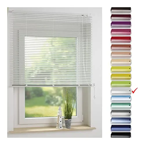 Liedeco Aluminium-Jalousie 180cm x 220cm - Jalousie aus hochwertigem Aluminium in elegantem Weiß, ideal für Lichtregulierung und Sichtschutz, inklusive Befestigungsmaterial.