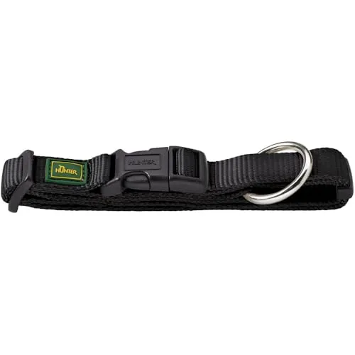 HUNTER VARIO PLUS Hundehalsung, Hundehalsband, Zugentlastung, robust, geschmeidig, Klickverschluss, M-L/2,0, schwarz