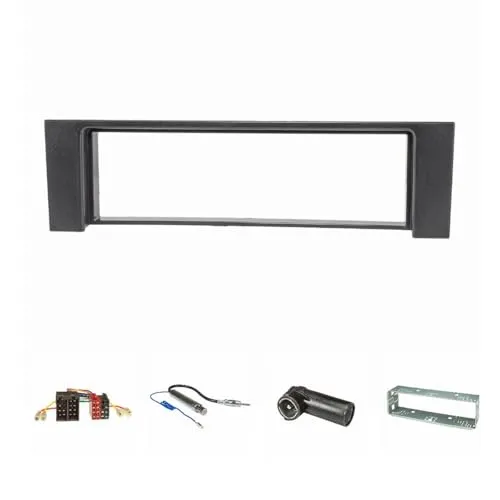 tomzz Audio 2403-014 Radioblende Set kompatibel mit Audi A4 B6 8E 8H schwarz mit Radioadapter ISO Antennenadapter Phantomeinspeisung DIN ISO Einbauschacht