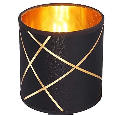 Lampenschirm E27 Vintage Schwarz/Gold - Retro Flair für Ihre Tischlampe - Lampenschirme für E27 Fassung, ideal als Ersatz für Tisch- und Pendelleuchten. Durchmesser 13cm, bringt retro Charme und warmes Licht in Ihr Zuhause.
