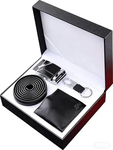 Produktbild WOTENCE Geschenke für Männer, Geschenke für Männer Geburtstag,Vatertagsgeschenk für Papa, Herren-Geldbörsen-Set,Geschenkset für Valentinstag, Weihnachten, Thanksgiving(schwarz)