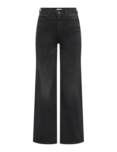 JDY High-waist-Jeans JDYFELINA-FINA HW WIDE BLK - Stylische High-waist-Jeans mit weiter Beinform, elastisches Material für optimalen Tragekomfort und vielseitig kombinierbar für jeden Anlass.
