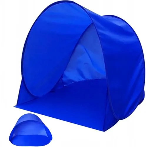 Retoo Strandmuschel XXL Pop Up mit UV-Schutz 30, Windschutz & Sonnenschutz, Ideal für Familie, Garten, Camping, Grillpartys und Wanderungen – 140 cm x 115 cm x 90 cm – Tragbar & Einfacher Aufbau, Blau